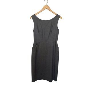 Agnes b. Women's Gray Wool Sheath Dress Size 8 (38) Knee Length Bow Detail